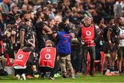 31 May 2025; Hollywoodbets Sharks captain Eben Etzebeth and Hollywoodbets Sharks players look on during the kick-off after the United Rugby Championship quarter-final match between Hollywoodbets Sharks and Munster at Kings Park Stadium in Durban, South Africa ended in a 24-24 draw. Photo by Shaun Roy/Sportsfile