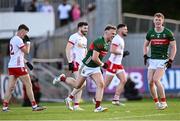 31 May 2025; Darren McHale of Mayo celebrates scoring his side's first goal during the GAA Football All-Ireland Senior Championship Round 2 match between Tyrone and Mayo at O'Neills Healy Park in Omagh, Tyrone. Photo by Piaras Ó Mídheach/Sportsfile