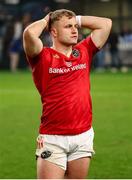 31 May 2025; Craig Casey of Munster looks on dejected after Hollywoodbets Sharks beat Munster in a kick-off to qualify for the semi-finals after their United Rugby Championship quarter-final match at Kings Park Stadium in Durban, South Africa ended in a 24-24 draw. Photo by Shaun Roy/Sportsfile