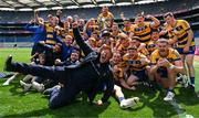 31 May 2025; Roscommon selector Patsy Fahy, centre, celebrates with the team after their side's victory in the Nickey Rackard Cup final match between Mayo and Roscommon at Croke Park in Dublin. Photo by Stephen Marken/Sportsfile