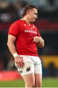31 May 2025; Rory Scannell of Munster reacts after missing his kick in the kick-off after the United Rugby Championship quarter-final match between Hollywoodbets Sharks and Munster at Kings Park Stadium in Durban, South Africa ended in a 24-24 draw. Photo by Shaun Roy/Sportsfile