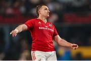 31 May 2025; Rory Scannell of Munster reacts after missing his kick in the kick-off after the United Rugby Championship quarter-final match between Hollywoodbets Sharks and Munster at Kings Park Stadium in Durban, South Africa ended in a 24-24 draw. Photo by Shaun Roy/Sportsfile