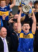 31 May 2025; Leinster Council chairman Derek Kent, left, after presenting the James Nowlan Cup to Tipperary captain Sam O'Farrell after the oneills.com GAA Hurling All-Ireland U20 Championship final match between Kilkenny and Tipperary at UPMC Nowlan Park in Kilkenny. Photo by Ray McManus/Sportsfile