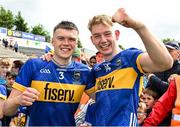 31 May 2025; Aaron O'Halloran, left, and Paddy McCormack of Tipperary after the oneills.com GAA Hurling All-Ireland U20 Championship final match between Kilkenny and Tipperary at UPMC Nowlan Park in Kilkenny. Photo by Ray McManus/Sportsfile