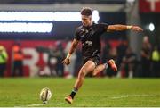 31 May 2025; Jordan Hendrikse of Hollywoodbets Sharks successfully converts his kick during the kick-off after the United Rugby Championship quarter-final match between Hollywoodbets Sharks and Munster at Kings Park Stadium in Durban, South Africa ended in a 24-24 draw. Photo by Shaun Roy/Sportsfile