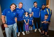 31 May 2025; Leinster players John McKee, Paddy McCarthy and James Culhane with supporters in Autograph Alley before the United Rugby Championship quarter-final match between Leinster and Scarlets at the Aviva Stadium in Dublin. Photo by Seb Daly/Sportsfile