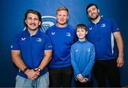 31 May 2025; Leinster players John McKee, Paddy McCarthy and James Culhane with supporters in Autograph Alley before the United Rugby Championship quarter-final match between Leinster and Scarlets at the Aviva Stadium in Dublin. Photo by Seb Daly/Sportsfile