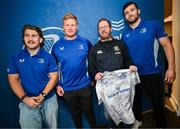31 May 2025; Leinster players John McKee, Paddy McCarthy and James Culhane with supporters in Autograph Alley before the United Rugby Championship quarter-final match between Leinster and Scarlets at the Aviva Stadium in Dublin. Photo by Seb Daly/Sportsfile