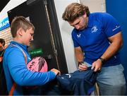 31 May 2025; Leinster players John McKee, Paddy McCarthy and James Culhane with supporters in Autograph Alley before the United Rugby Championship quarter-final match between Leinster and Scarlets at the Aviva Stadium in Dublin. Photo by Seb Daly/Sportsfile