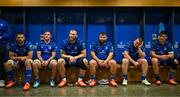 31 May 2025; Leinster players, from left, Max Deegan, Scott Penny, RG Snyman, Rabah Slimani of Leinster, Jack Boyle and Dan Sheehan after the United Rugby Championship quarter-final match between Leinster and Scarlets at the Aviva Stadium in Dublin. Photo by Brendan Moran/Sportsfile