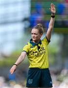 31 May 2025; Referee Hollie Davidson during the United Rugby Championship quarter-final match between Leinster and Scarlets at the Aviva Stadium in Dublin. Photo by Brendan Moran/Sportsfile