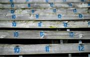 1 June 2025; Wooden seats on teh terrace before the GAA Football All-Ireland Senior Championship Round 2 match between Cavan and Donegal at Kingspan Breffni in Cavan. Photo by Brendan Moran/Sportsfile