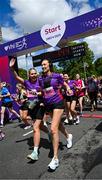 1 June 2025; Participants during the 2025 Vhi Women’s Mini Marathon. More than 28,500 women from all over the country took to the streets of Dublin to run, walk and jog the 10km route, raising much needed funds for hundreds of charities. For further information please log on to www.vhiwomensminimarathon.ie Photo by Seb Daly/Sportsfile