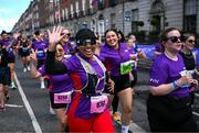 1 June 2025; Participants during the 2025 Vhi Women’s Mini Marathon. More than 28,500 women from all over the country took to the streets of Dublin to run, walk and jog the 10km route, raising much needed funds for hundreds of charities. For further information please log on to www.vhiwomensminimarathon.ie Photo by David Fitzgerald/Sportsfile