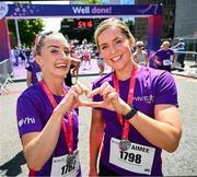 1 June 2025; Vhi Ambassadors, from left, Nathalie Lennon, Aimee Connolly after the 2025 Vhi Women’s Mini Marathon. More than 28,500 women from all over the country took to the streets of Dublin to run, walk and jog the 10km route, raising much needed funds for hundreds of charities. For further information please log on to www.vhiwomensminimarathon.ie. Photo by David Fitzgerald/Sportsfile
