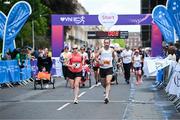 1 June 2025; Participants during the 2025 Vhi Women’s Mini Marathon. More than 28,500 women from all over the country took to the streets of Dublin to run, walk and jog the 10km route, raising much needed funds for hundreds of charities. For further information please log on to www.vhiwomensminimarathon.ie Photo by Seb Daly/Sportsfile