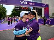 1 June 2025; Michelle Ryan, left, and Grace McGee, after the 2025 Vhi Women’s Mini Marathon. More than 28,500 women from all over the country took to the streets of Dublin to run, walk and jog the 10km route, raising much needed funds for hundreds of charities. For further information please log on to www.vhiwomensminimarathon.ie Photo by David Fitzgerald/Sportsfile