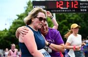 1 June 2025; Participants after the 2025 Vhi Women’s Mini Marathon. More than 28,500 women from all over the country took to the streets of Dublin to run, walk and jog the 10km route, raising much needed funds for hundreds of charities. For further information please log on to www.vhiwomensminimarathon.ie Photo by Seb Daly/Sportsfile