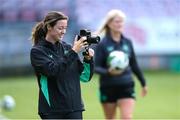 1 June 2025; Video creator Danielle Murray during a Republic of Ireland women's training session at Turner's Cross in Cork. Photo by Stephen McCarthy/Sportsfile