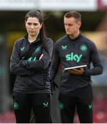 1 June 2025; Physiotherapist Susie Coffey during a Republic of Ireland women's training session at Turner's Cross in Cork. Photo by Stephen McCarthy/Sportsfile