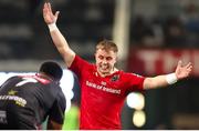 31 May 2025; Craig Casey of Munster reacts during the United Rugby Championship quarter-final match between Hollywoodbets Sharks and Munster at Kings Park Stadium in Durban, South Africa. Photo by Shaun Roy/Sportsfile