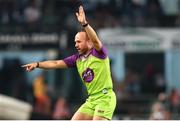 31 May 2025; Referee Mike Adamson signals a penalty during the United Rugby Championship quarter-final match between Hollywoodbets Sharks and Munster at Kings Park Stadium in Durban, South Africa. Photo by Shaun Roy/Sportsfile