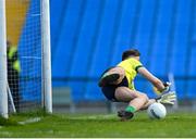 31 May 2025; Meath goalkeeper Billy Hogan saves a penalty from Enda Smith of Roscommon during the GAA Football All-Ireland Senior Championship Round 2 match between Roscommon and Meath at King & Moffatt Dr Hyde Park in Roscommon. Photo by Tom Beary/Sportsfile