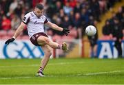 1 June 2025; Damien Comer of Galway scores a point from a free during the GAA Football All-Ireland Senior Championship Round 2 match between Derry and Galway at Celtic Park in Derry. Photo by Piaras Ó Mídheach/Sportsfile