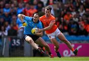 1 June 2025; Peadar Ó Cofaigh Byrne of Dublin in action against Barry McCambridge of Armagh during the GAA Football All-Ireland Senior Championship Round 2 match between Dublin and Armagh at Croke Park in Dublin. Photo by Ray McManus/Sportsfile