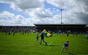 1 June 2025; Young supporters play on the pitch during the half-time break in  the GAA Football All-Ireland Senior Championship Round 2 match between Cavan and Donegal at Kingspan Breffni in Cavan. Photo by Brendan Moran/Sportsfile