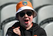 1 June 2025; Armagh supporter Ryan McShane, aged 12, from Silverbridge, Armagh, in the Cusack Stand ahead of the GAA Football All-Ireland Senior Championship Round 2 match between Dublin and Armagh at Croke Park in Dublin. Photo by Daire Brennan/Sportsfile
