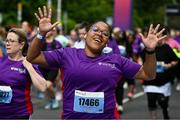 1 June 2025; Participants during the 2025 Vhi Women’s Mini Marathon. More than 28,500 women from all over the country took to the streets of Dublin to run, walk and jog the 10km route, raising much needed funds for hundreds of charities. For further information please log on to www.vhiwomensminimarathon.ie Photo by Seb Daly/Sportsfile