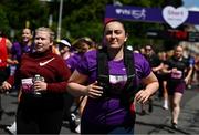 1 June 2025; Participants during the 2025 Vhi Women’s Mini Marathon. More than 28,500 women from all over the country took to the streets of Dublin to run, walk and jog the 10km route, raising much needed funds for hundreds of charities. For further information please log on to www.vhiwomensminimarathon.ie Photo by Seb Daly/Sportsfile