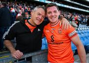 1 June 2025; Paddy Burns of Armagh with his dad Fintan after the GAA Football All-Ireland Senior Championship Round 2 match between Dublin and Armagh at Croke Park in Dublin. Photo by Ray McManus/Sportsfile