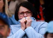 1 June 2025; An anxious looking supporter near the end of the GAA Football All-Ireland Senior Championship Round 2 match between Dublin and Armagh at Croke Park in Dublin. Photo by Ray McManus/Sportsfile