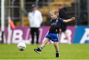 1 June 2025; A young supporter runs on the field at the hooter, dispite the game not being over during the GAA Football All-Ireland Senior Championship Round 2 match between Monaghan and Clare at St Tiernach’s Park in Clones, Monaghan. Photo by Michael P Ryan/Sportsfile