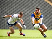 1 June 2025; Aaron Griffin of Clare in action against Dylan Byrne of Monaghan during the GAA Football All-Ireland Senior Championship Round 2 match between Monaghan and Clare at St Tiernach’s Park in Clones, Monaghan. Photo by Michael P Ryan/Sportsfile