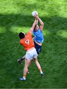 1 June 2025; Peadar Ó Cofaigh Byrne of Dublin in action against Ben Crealey of Armagh during the GAA Football All-Ireland Senior Championship Round 2 match between Dublin and Armagh at Croke Park in Dublin. Photo by Dáire Brennan/Sportsfile