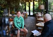 2 June 2025; Republic of Ireland's Emily Murphy during an interview with RTÉ's Tony O'Donoghue at the team hotel in Cork ahead of their UEFA Women's Nations League B match against Slovenia at Páirc Uí Chaoimh in Cork on Tuesday. Photo by Stephen McCarthy/Sportsfile