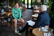 2 June 2025; Republic of Ireland's Emily Murphy during an interview with RTÉ's Tony O'Donoghue at the team hotel in Cork ahead of their UEFA Women's Nations League B match against Slovenia at Páirc Uí Chaoimh in Cork on Tuesday. Photo by Stephen McCarthy/Sportsfile