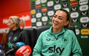 2 June 2025; Katie McCabe during a Republic of Ireland women's media conference at Páirc Uí Chaoimh in Cork. Photo by Stephen McCarthy/Sportsfile