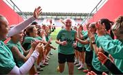 2 June 2025; Louise Quinn is given a guard of honour by team-mates following a Republic of Ireland women's media conference at Páirc Uí Chaoimh in Cork. Photo by Stephen McCarthy/Sportsfile