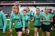2 June 2025; Players, from left, Amber Barrett, Marissa Sheva, Kyra Carusa , Chloe Mustaki and Denise O’Sullivan during a Republic of Ireland women's training session at Páirc Uí Chaoimh in Cork. Photo by Stephen McCarthy/Sportsfile
