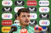 2 June 2025; Goalkeeper Max O'Leary during a Republic of Ireland media conference at the FAI Headquarters in Abbotstown, Dublin. Photo by Seb Daly/Sportsfile