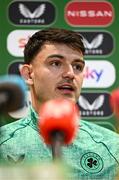 2 June 2025; Goalkeeper Max O'Leary during a Republic of Ireland media conference at the FAI Headquarters in Abbotstown, Dublin. Photo by Seb Daly/Sportsfile