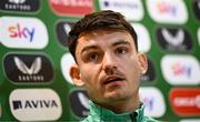 2 June 2025; Goalkeeper Max O'Leary during a Republic of Ireland media conference at the FAI Headquarters in Abbotstown, Dublin. Photo by Seb Daly/Sportsfile