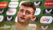 2 June 2025; Josh Honohan during a Republic of Ireland media conference at the FAI Headquarters in Abbotstown, Dublin. Photo by Seb Daly/Sportsfile