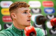 2 June 2025; Jake O'Brien during a Republic of Ireland media conference at the FAI Headquarters in Abbotstown, Dublin. Photo by Seb Daly/Sportsfile