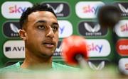 2 June 2025; Adam Idah during a Republic of Ireland media conference at the FAI Headquarters in Abbotstown, Dublin. Photo by Seb Daly/Sportsfile