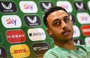 2 June 2025; Adam Idah during a Republic of Ireland media conference at the FAI Headquarters in Abbotstown, Dublin. Photo by Seb Daly/Sportsfile
